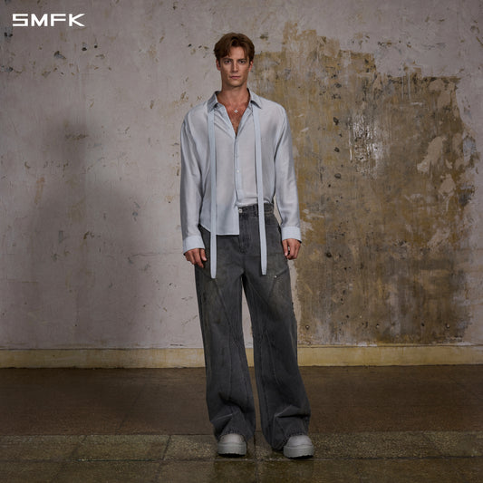 MIRAGE MODE FLARED DENIM PANTS/COTTON/M
