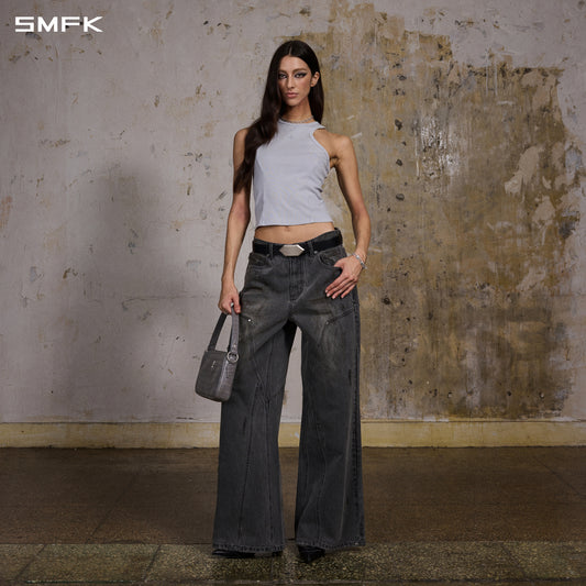 MIRAGE MODE FLARED DENIM PANTS/COTTON/M