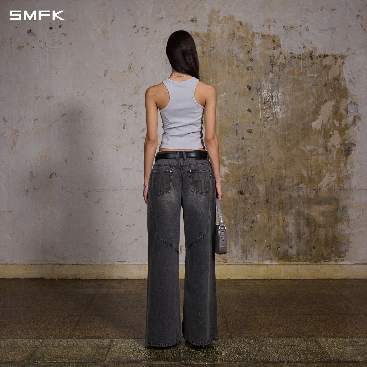 MIRAGE MODE FLARED DENIM PANTS/COTTON/M