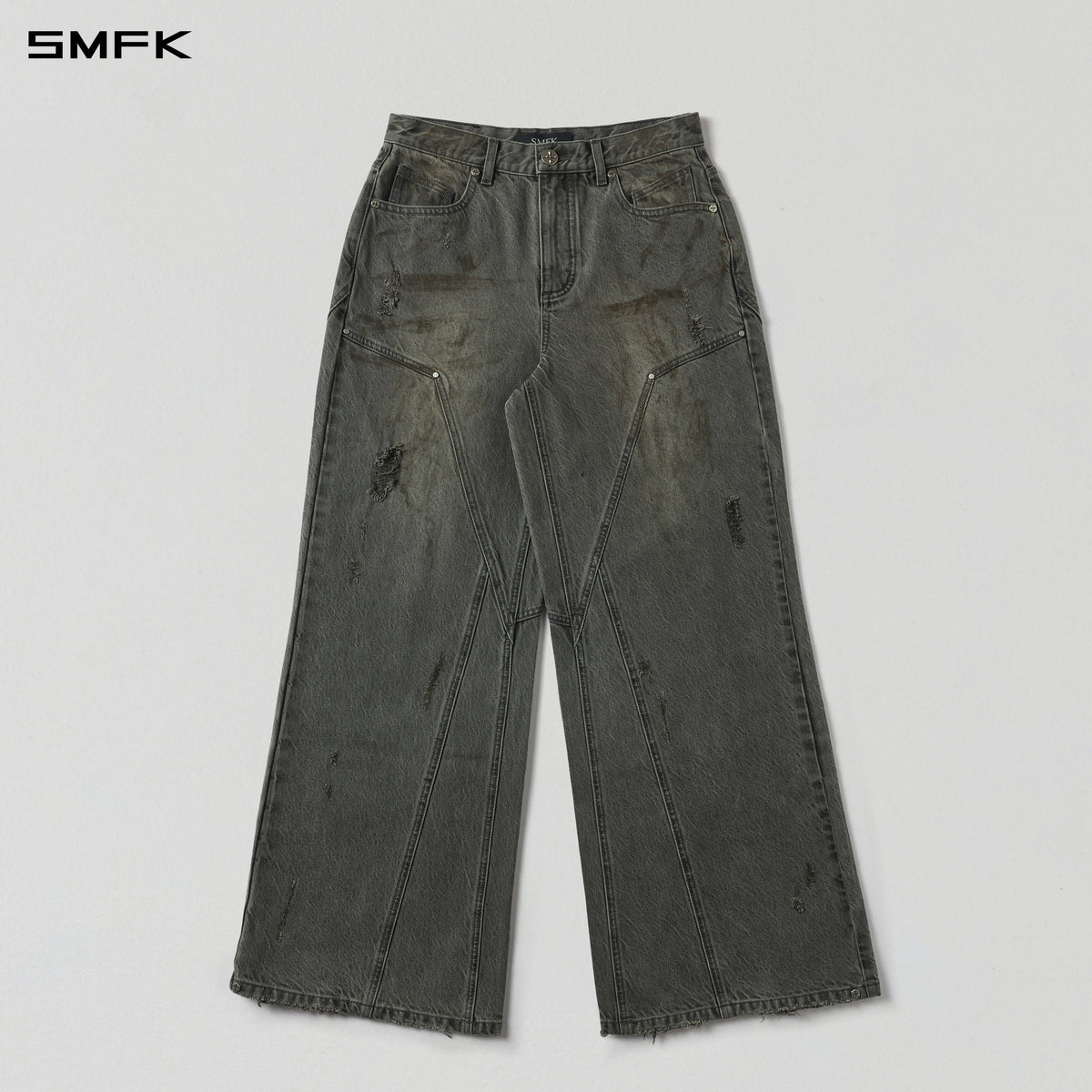 MIRAGE MODE FLARED DENIM PANTS/COTTON/M