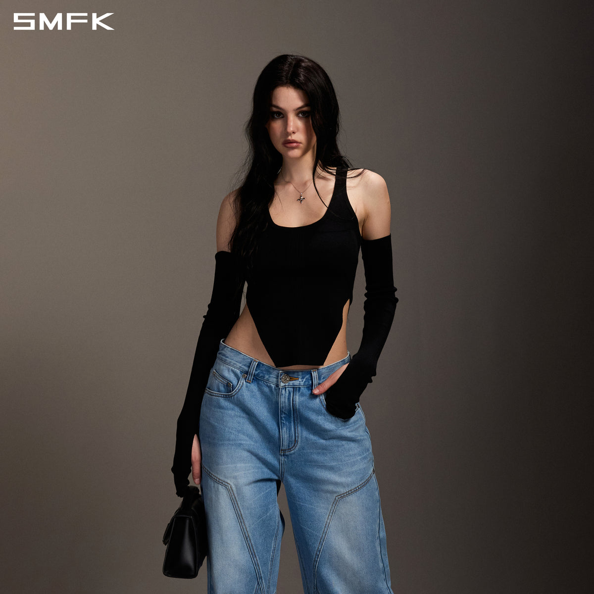 MIRAGE MODE FLARED DENIM PANTS/COTTON/W SKY BLUE
