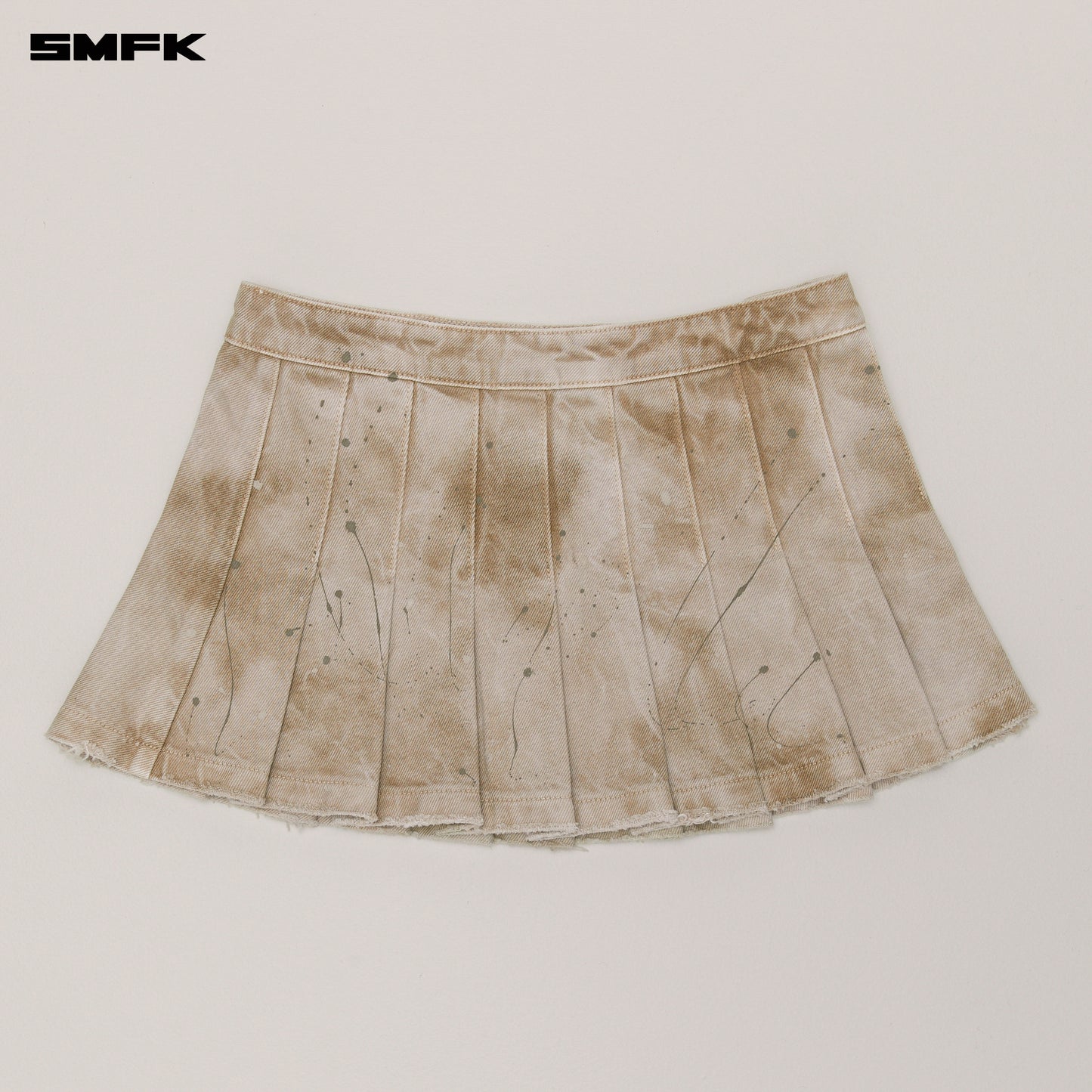 RAGE WILD DENIM PLEATED SKIRT_ WILD BROWN