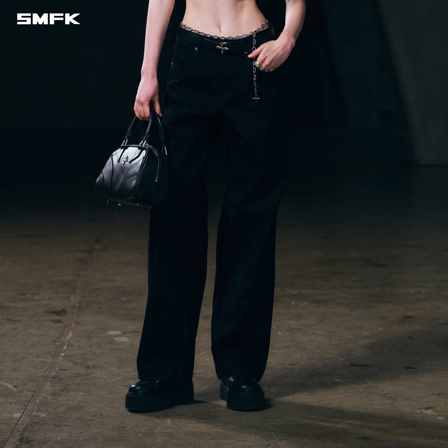 WILD MIRAGE LOOSE STRT DENIM PANTS/COTTON