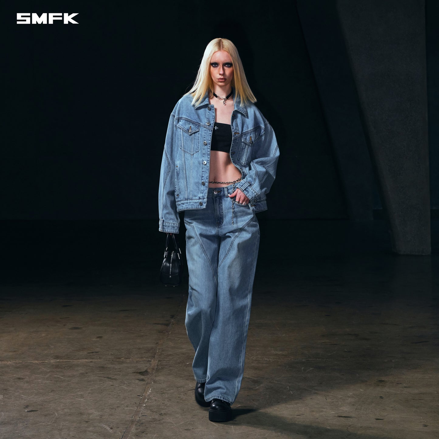WILD MIRAGE LOOSE STRT DENIM PANTS/COTTON