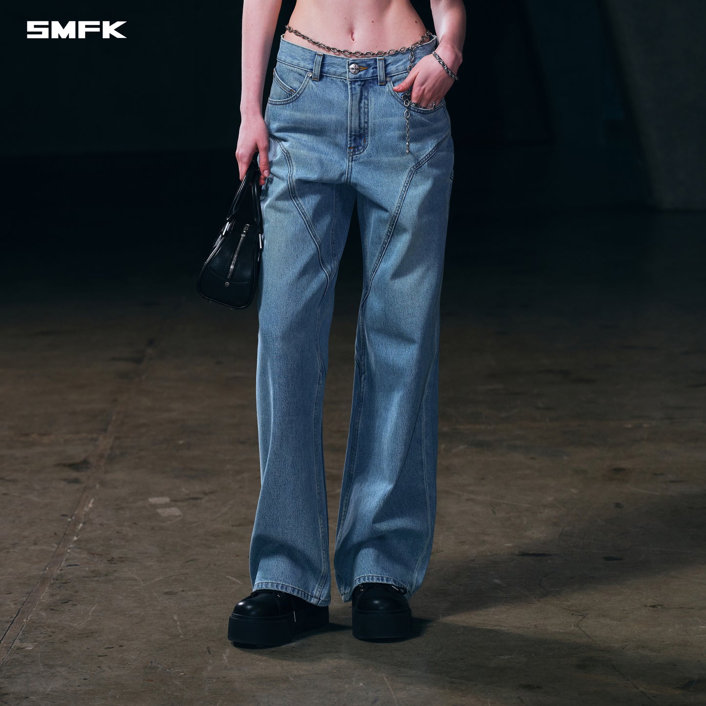 WILD MIRAGE LOOSE STRT DENIM PANTS/COTTON
