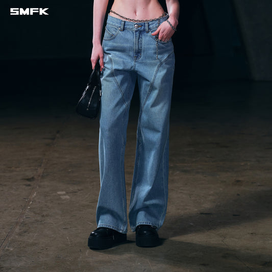 WILD MIRAGE LOOSE STRT DENIM PANTS/COTTON