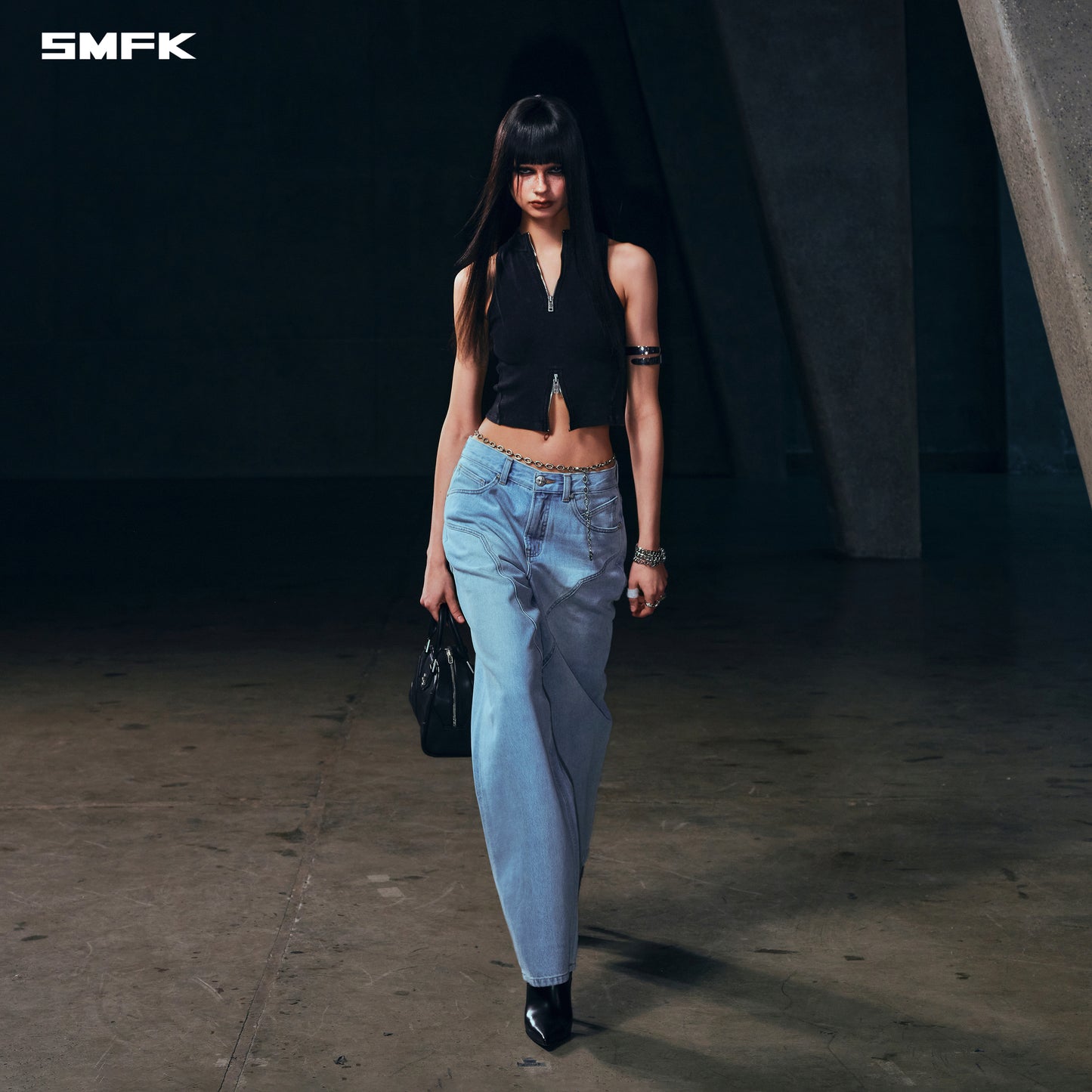 WILD MIRAGE LOOSE STRT DENIM PANTS/COTTON
