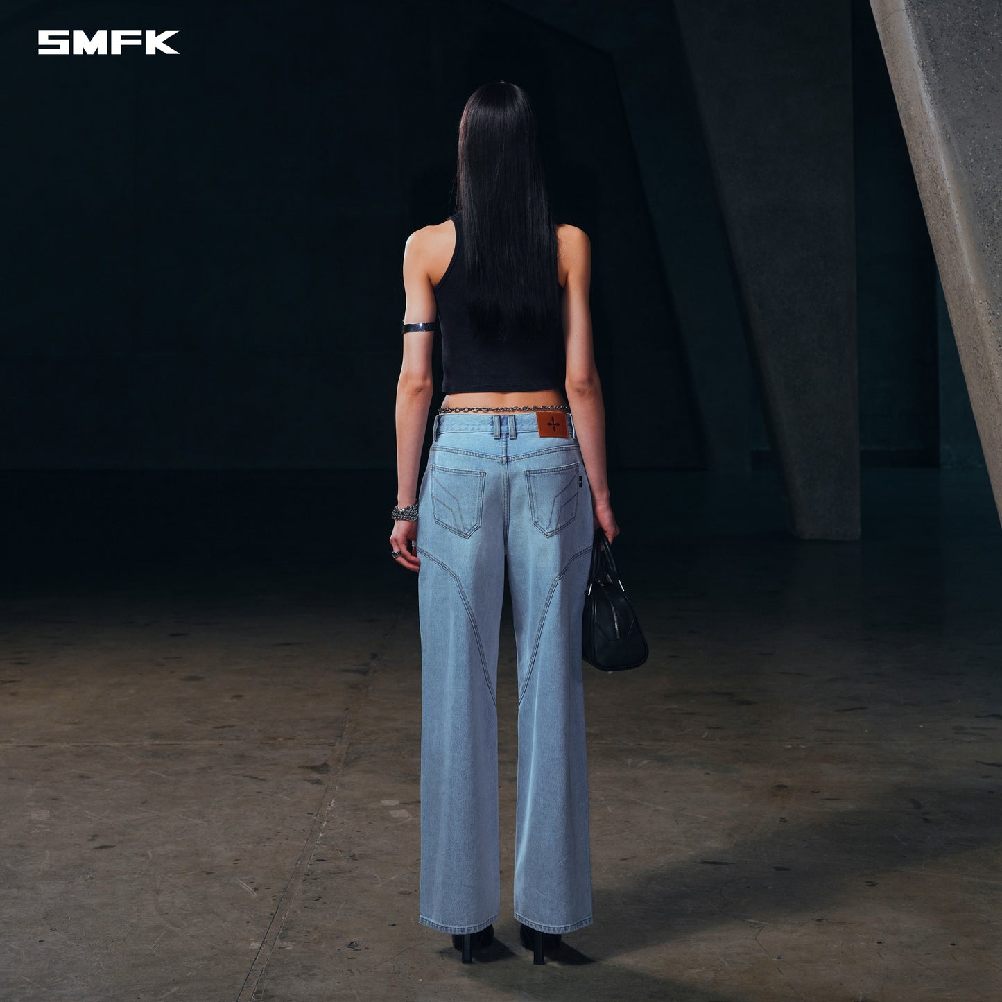 WILD MIRAGE LOOSE STRT DENIM PANTS/COTTON
