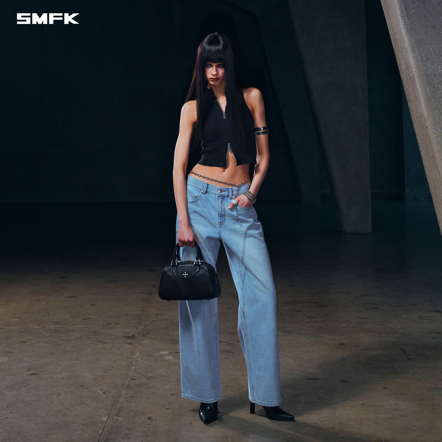 WILD MIRAGE LOOSE STRT DENIM PANTS/COTTON