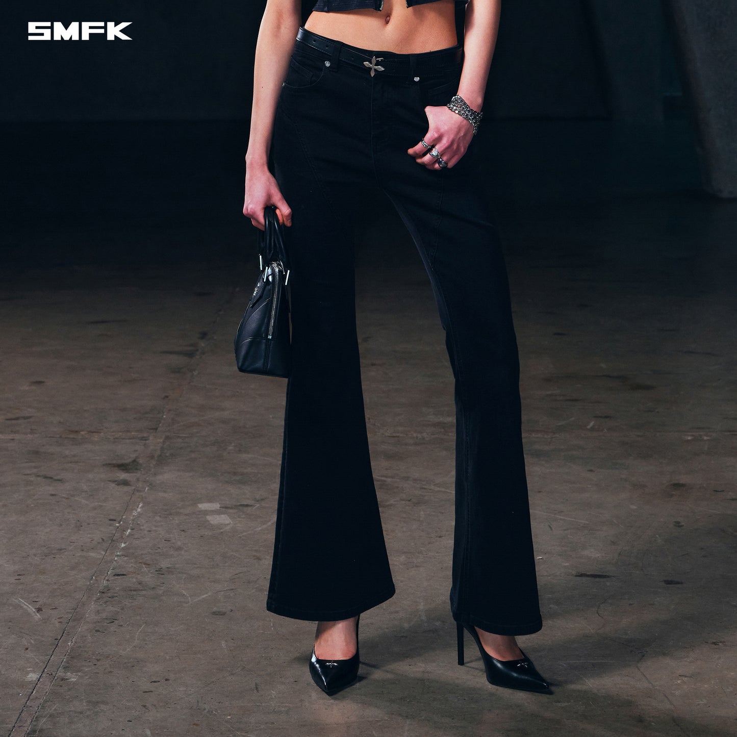 WILD HURRICANE FLARED DENIM PANTS/E-COTTON