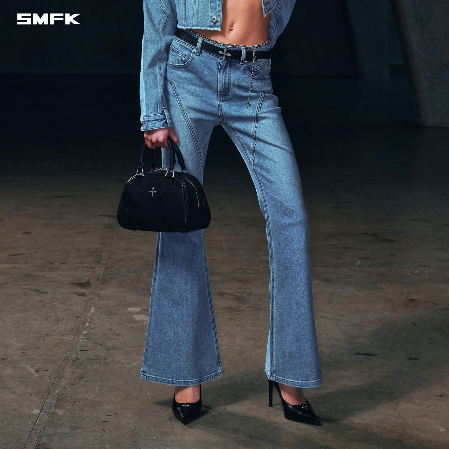 WILD HURRICANE FLARED DENIM PANTS/E-COTTON