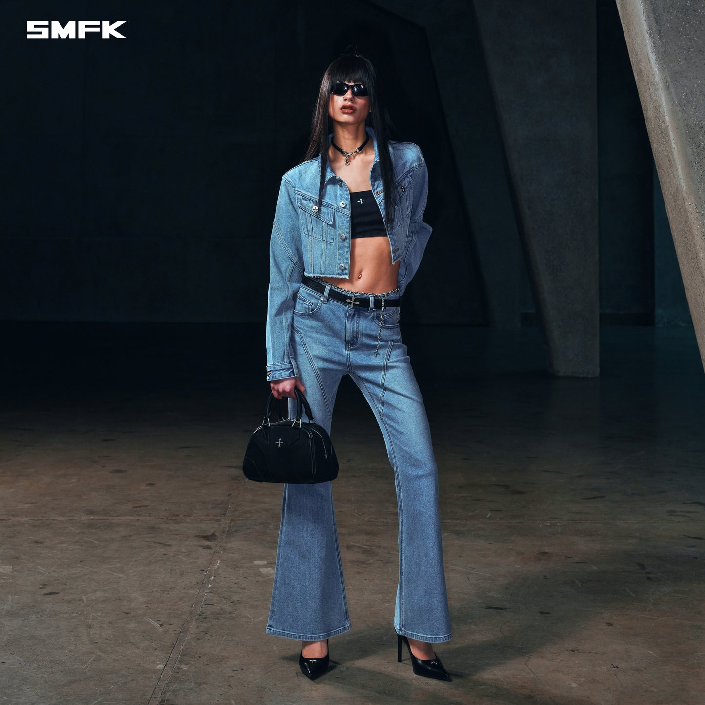 WILD HURRICANE FLARED DENIM PANTS/E-COTTON