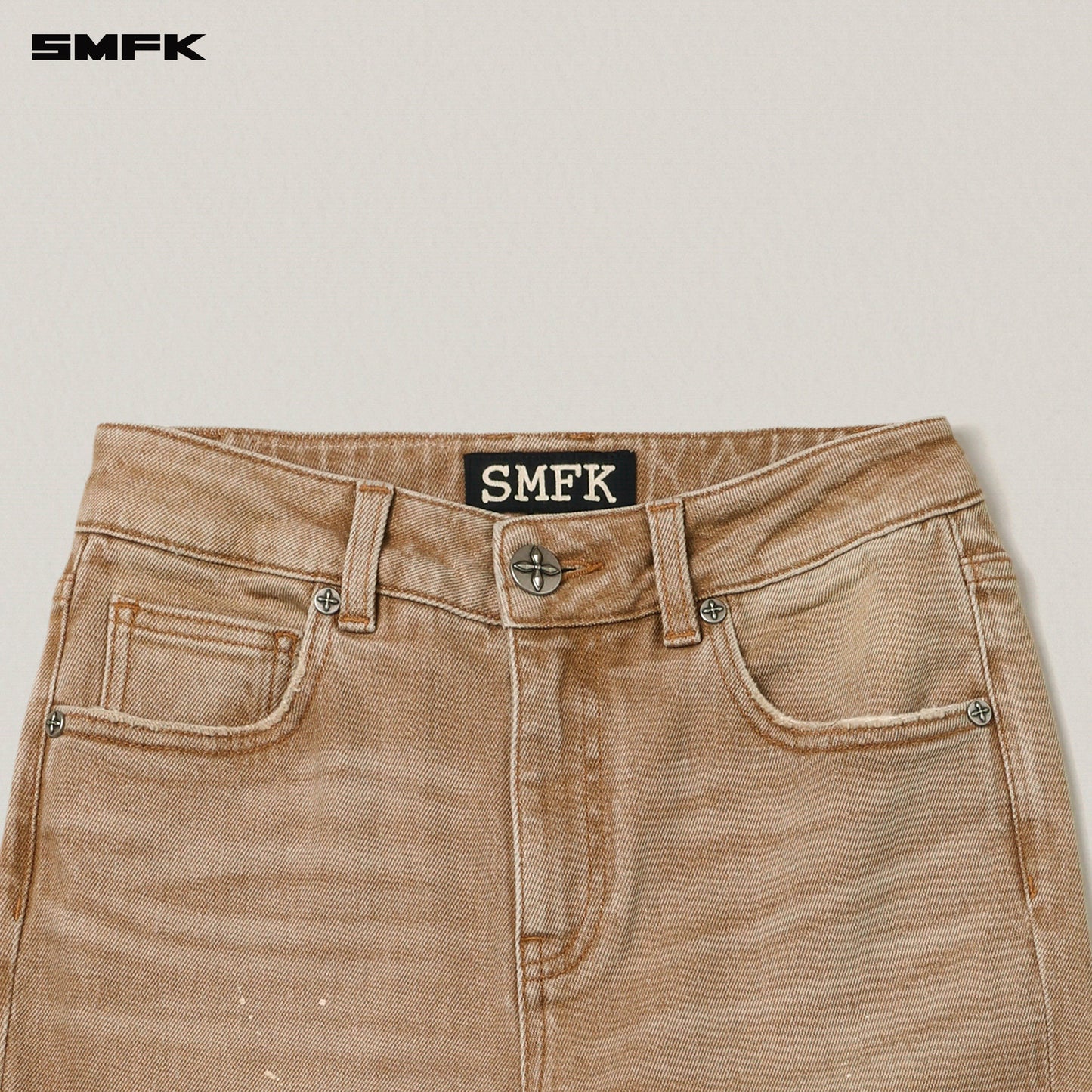 RAGE WILD HURRICANE HANDCRAFT FLARED DENIM PANTS WILD COWBOY BROWN