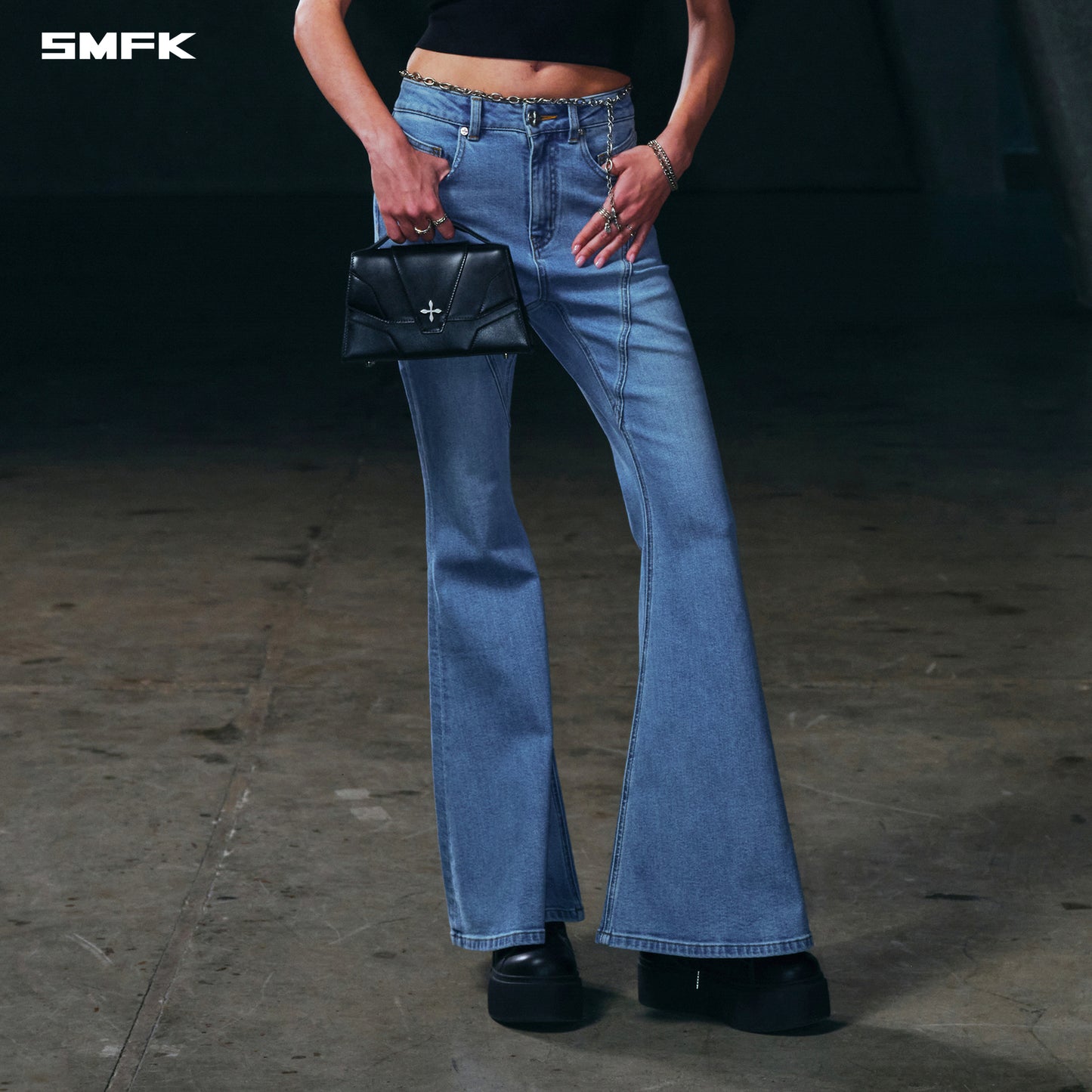 WILD MIRAGE FISHTAIL DENIM PANTS /COTTON