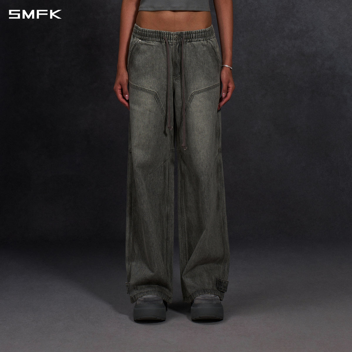 WILD MIRAGE HANDCRAFT DENIM SPORTS PANTS/DENIM ANTIQUE TREATMENT/W