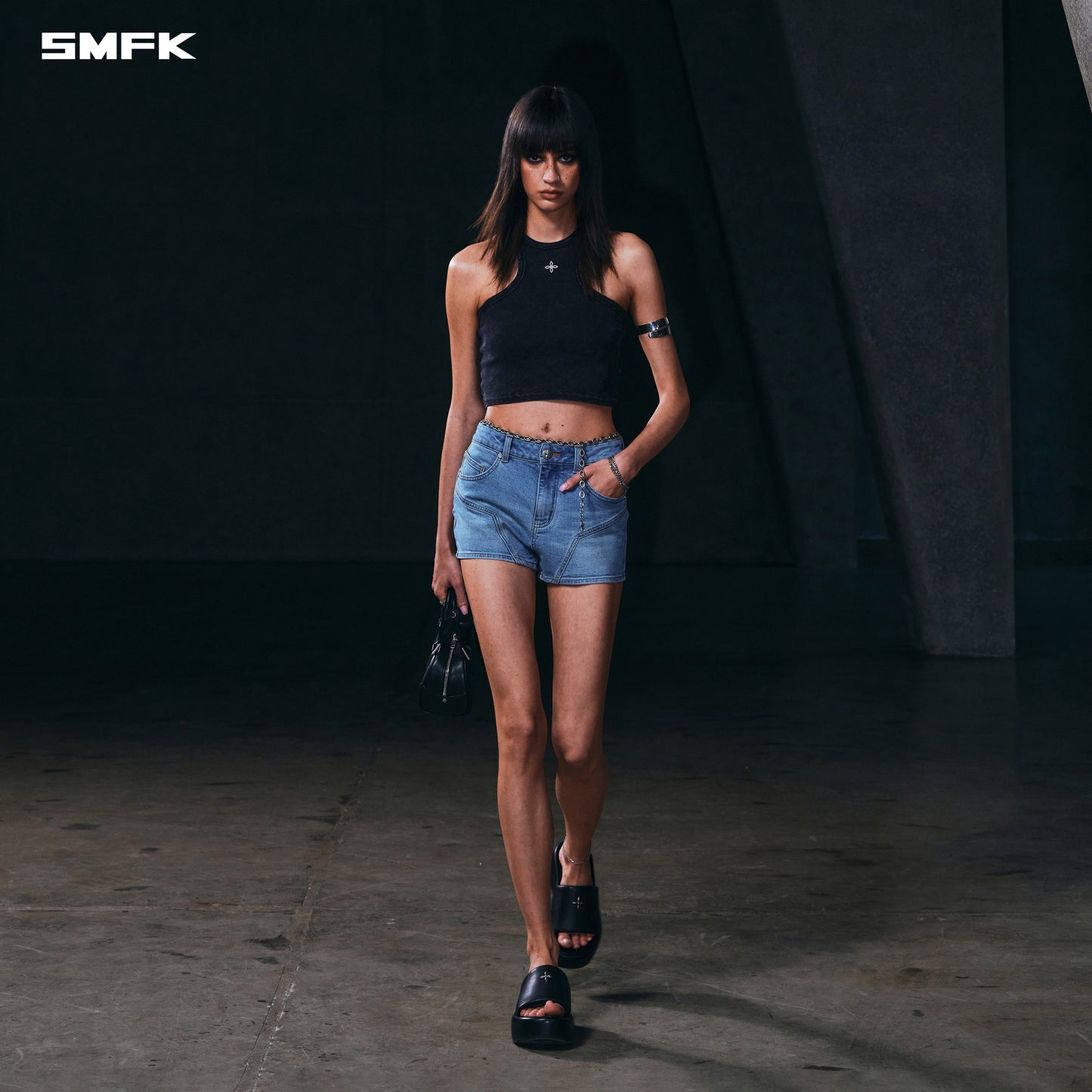 WILD MIRAGE SKINNY DENIM SHORTS/E-COTTON