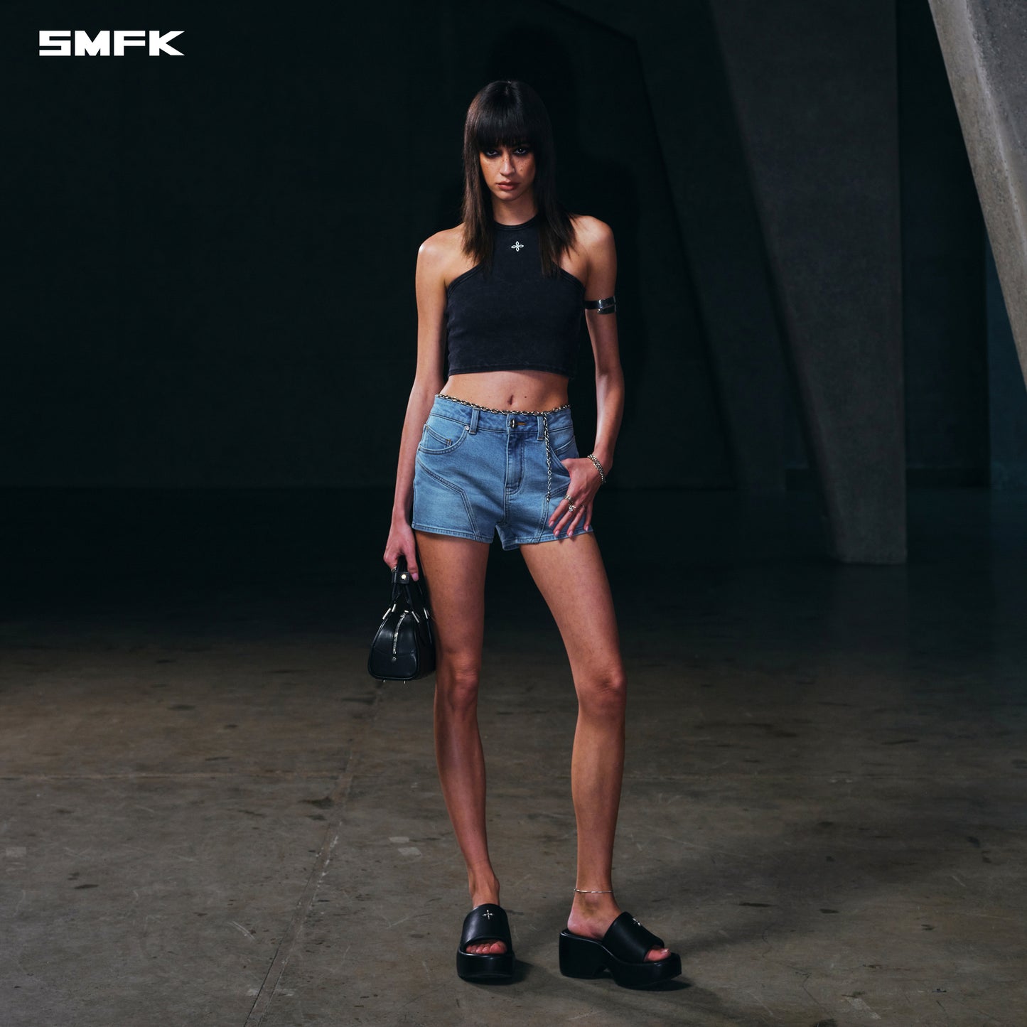 WILD MIRAGE SKINNY DENIM SHORTS/E-COTTON