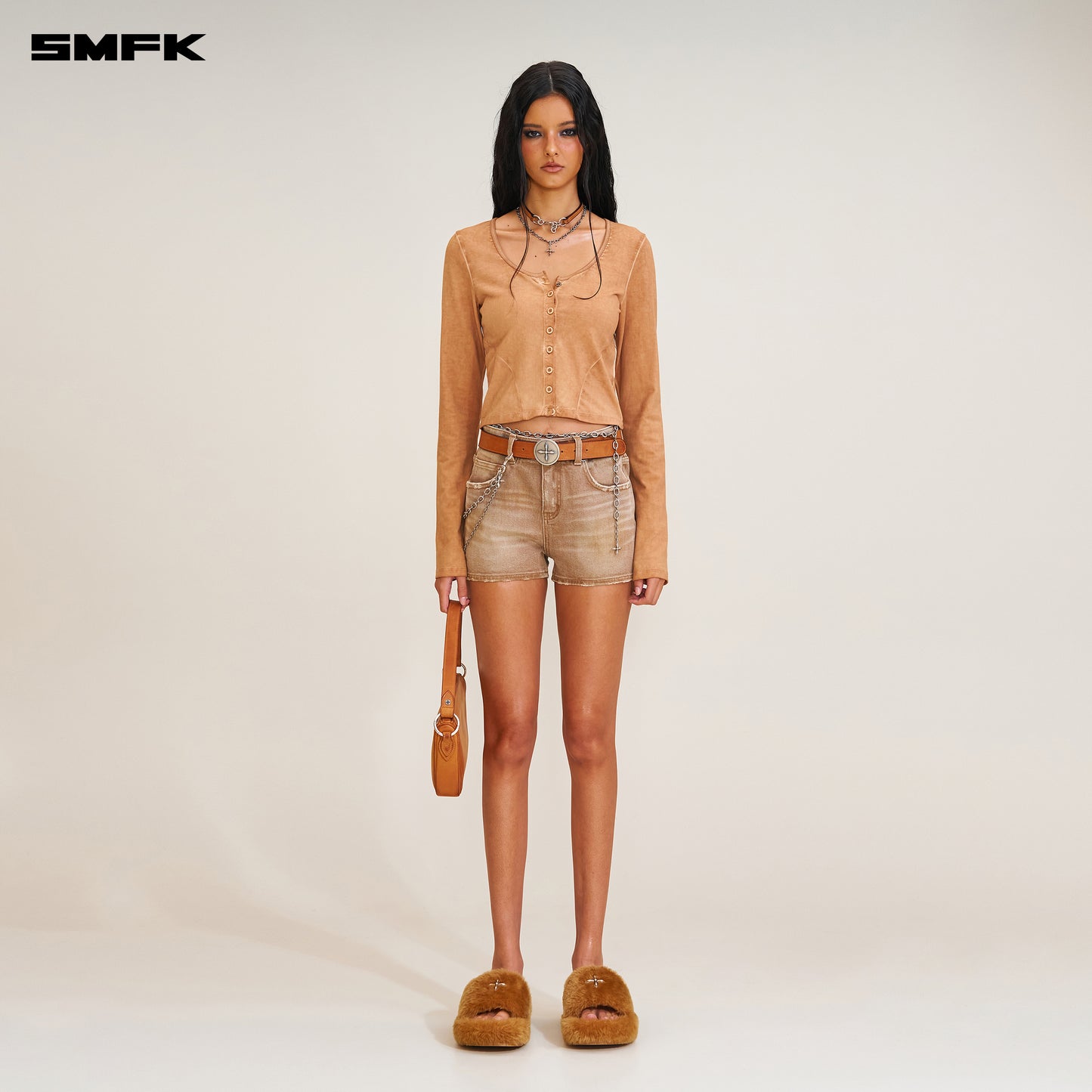 RAGE WILD HANDCRAFT HIGH WAIST DENIM SHORTS / WILD COWBOY BROWN