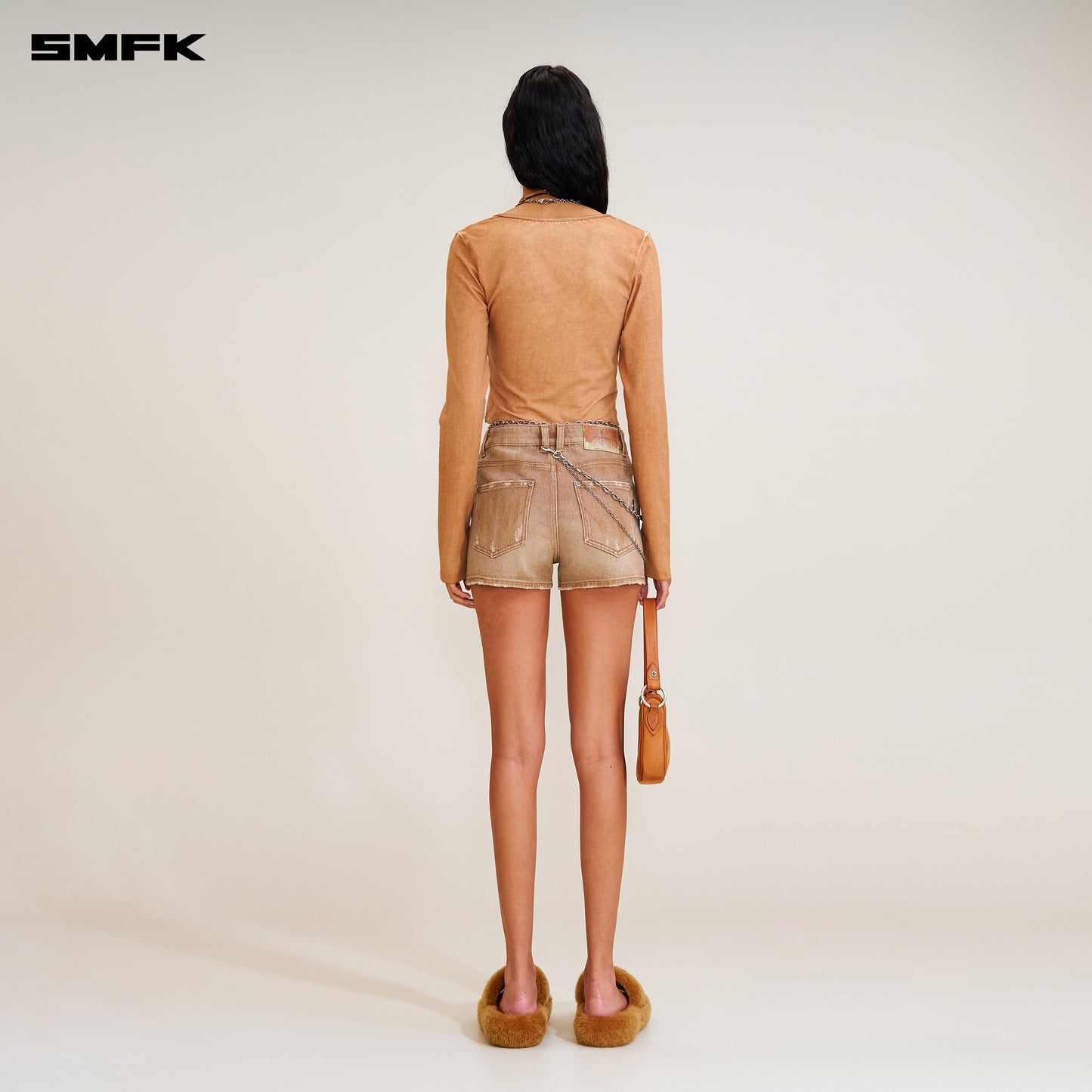 RAGE WILD HANDCRAFT HIGH WAIST DENIM SHORTS / WILD COWBOY BROWN