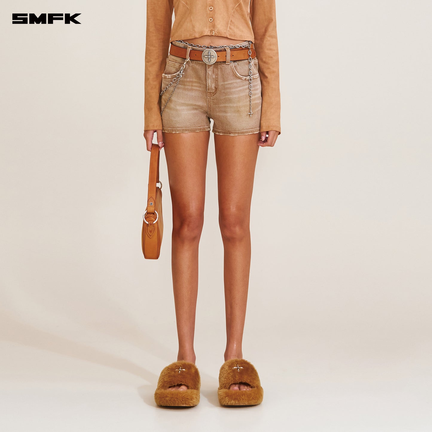 RAGE WILD HANDCRAFT HIGH WAIST DENIM SHORTS / WILD COWBOY BROWN