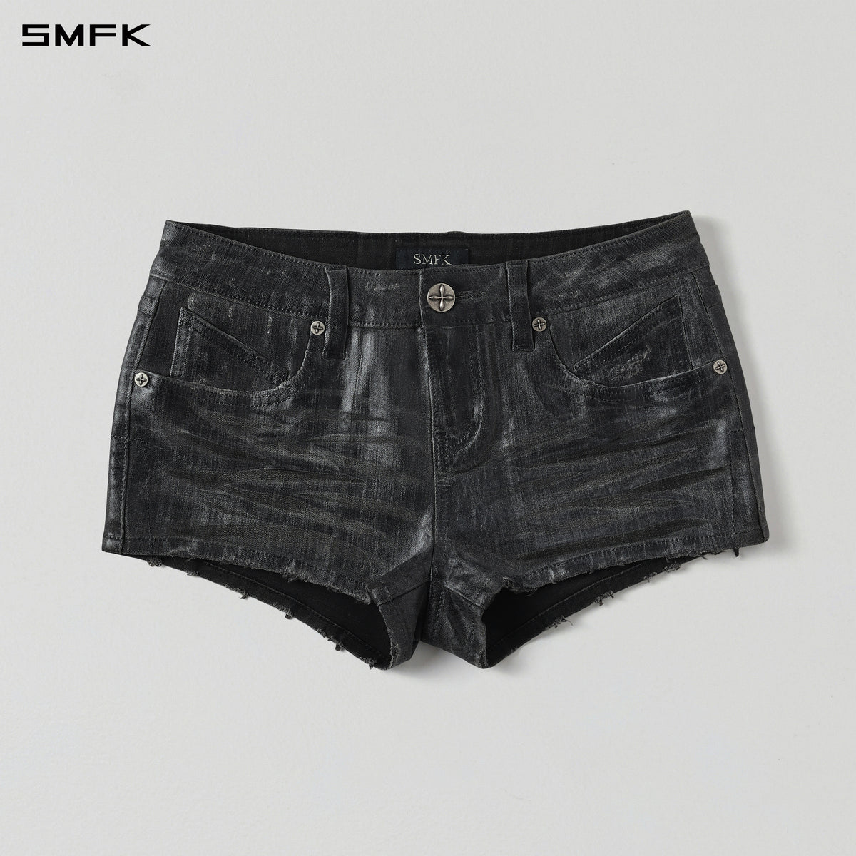 WILD MIRAGE HANDCRAFT SKINNY DENIM SHORTS/E-DENIM+WAX