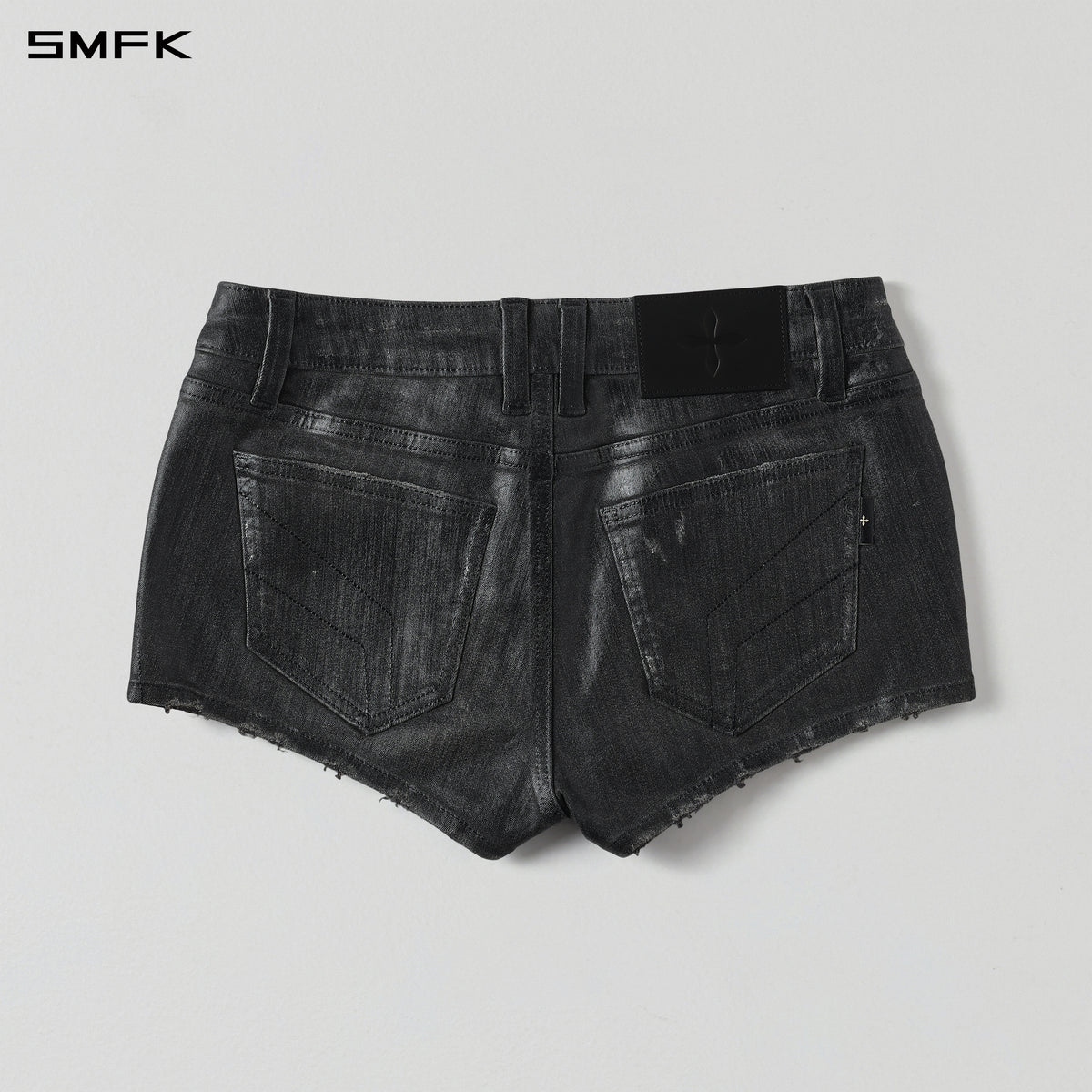 WILD MIRAGE HANDCRAFT SKINNY DENIM SHORTS/E-DENIM+WAX