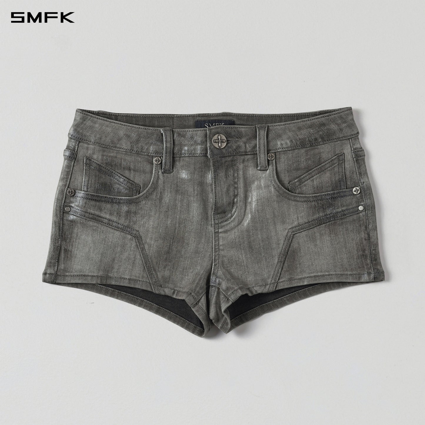 WILD MIRAGE HANDCRAFT SKINNY DENIM SHORTS/E-COTTON+WAX