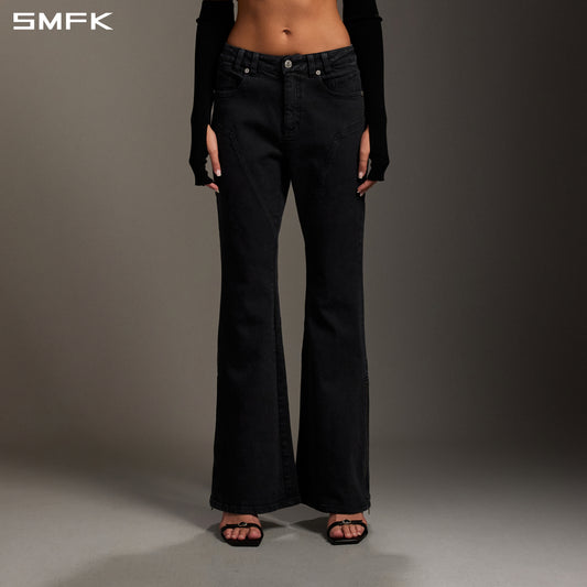 MIRAGE SIREN FLARED DENIM PANTS/GARMENT DYE