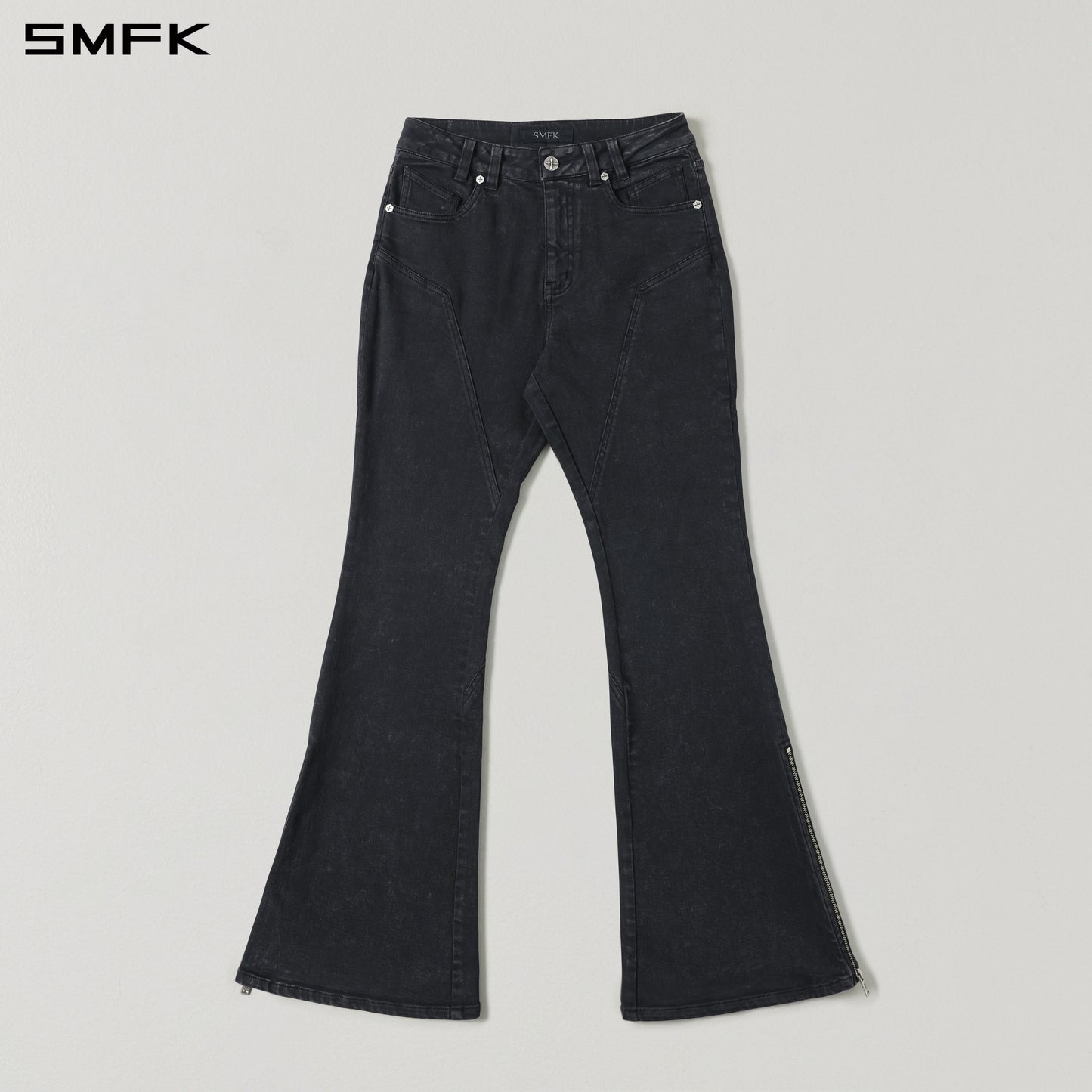 MIRAGE SIREN FLARED DENIM PANTS/GARMENT DYE