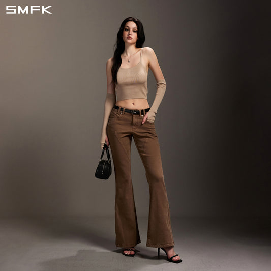 MIRAGE SIREN FLARED DENIM PANTS/GARMENT DYE VANISH BROWN