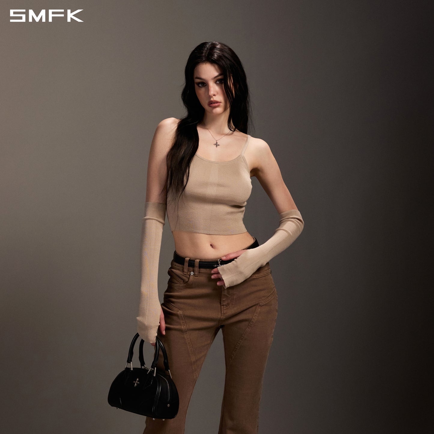 MIRAGE SIREN FLARED DENIM PANTS/GARMENT DYE VANISH BROWN