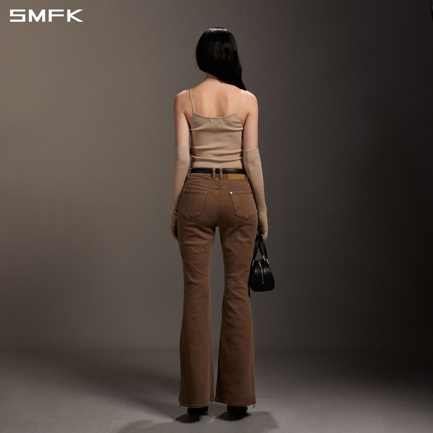 MIRAGE SIREN FLARED DENIM PANTS/GARMENT DYE VANISH BROWN