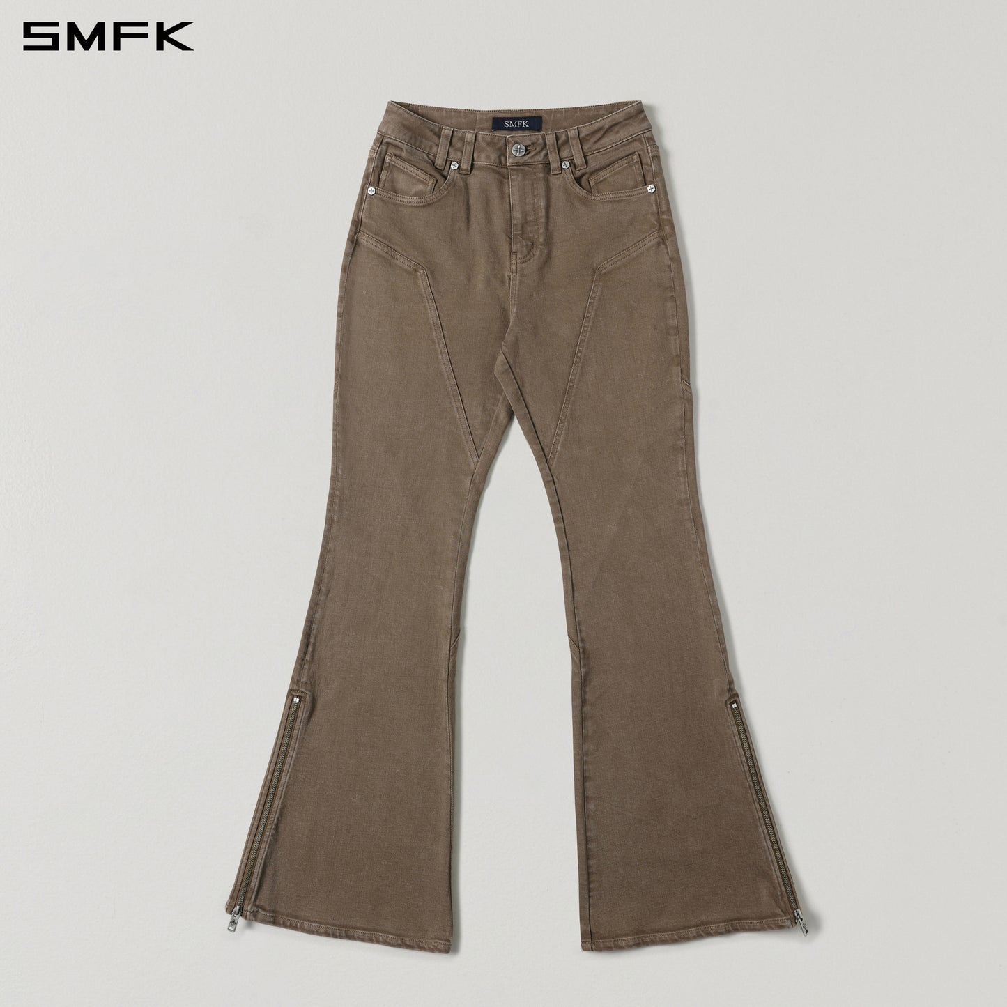 MIRAGE SIREN FLARED DENIM PANTS/GARMENT DYE VANISH BROWN
