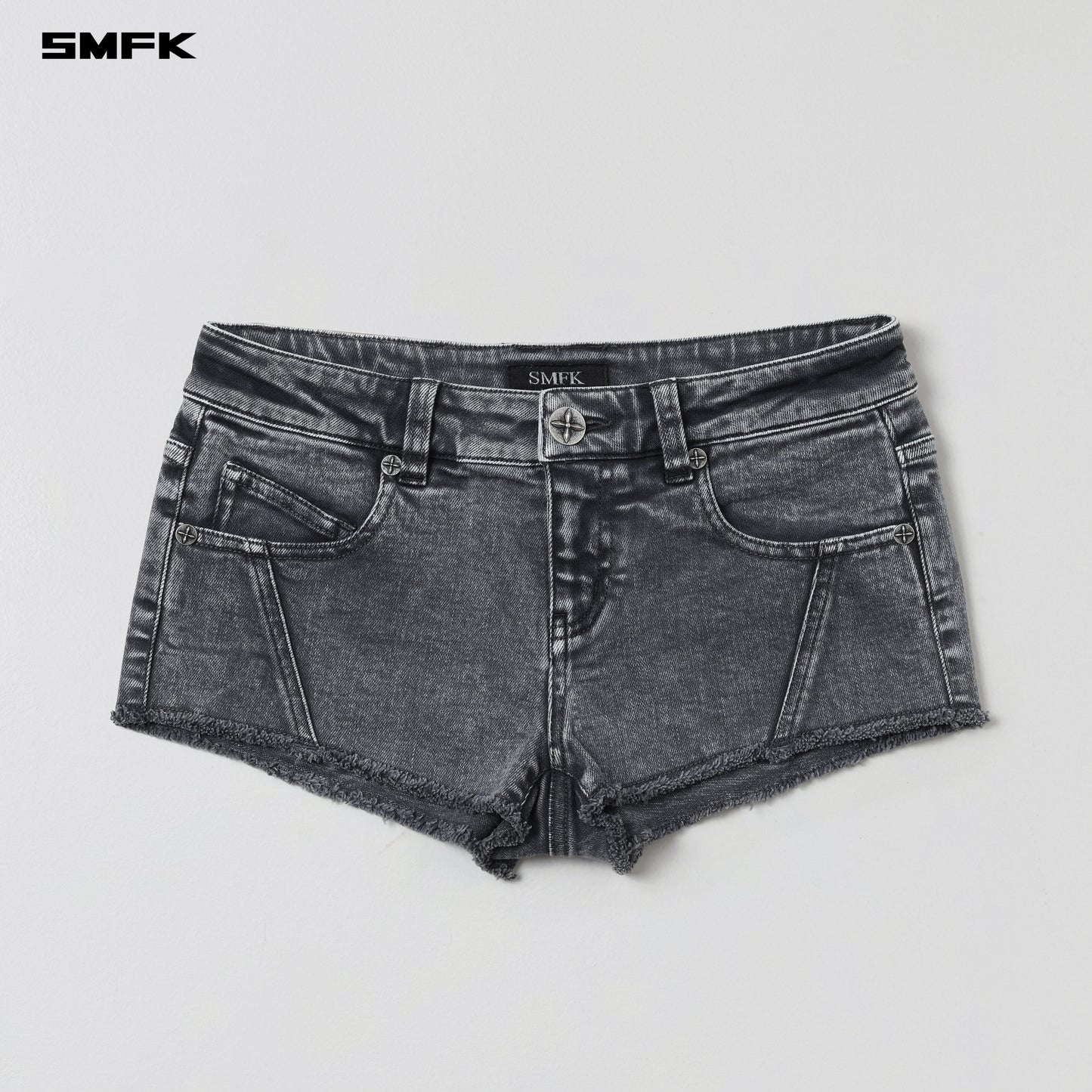 VINTAGE VANISH SKINNY DENIM SHORTS-LOW/GARMENT DYE - STORM GREY