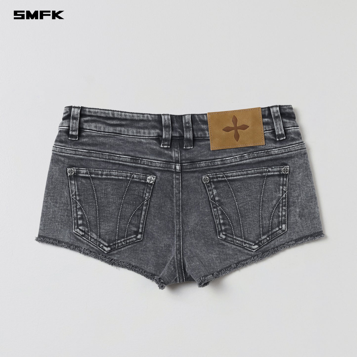 VINTAGE VANISH SKINNY DENIM SHORTS-LOW/GARMENT DYE - STORM GREY