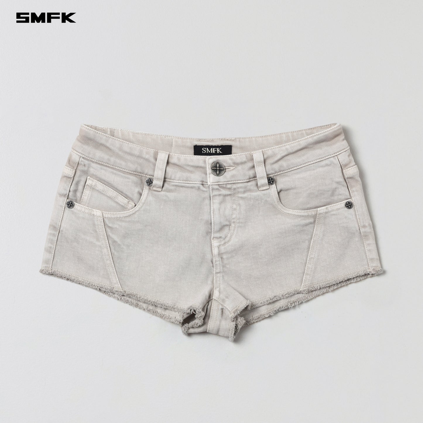 VINTAGE VANISH SKINNY DENIM SHORTS-LOW/GARMENT DYE - VANISH WHITE