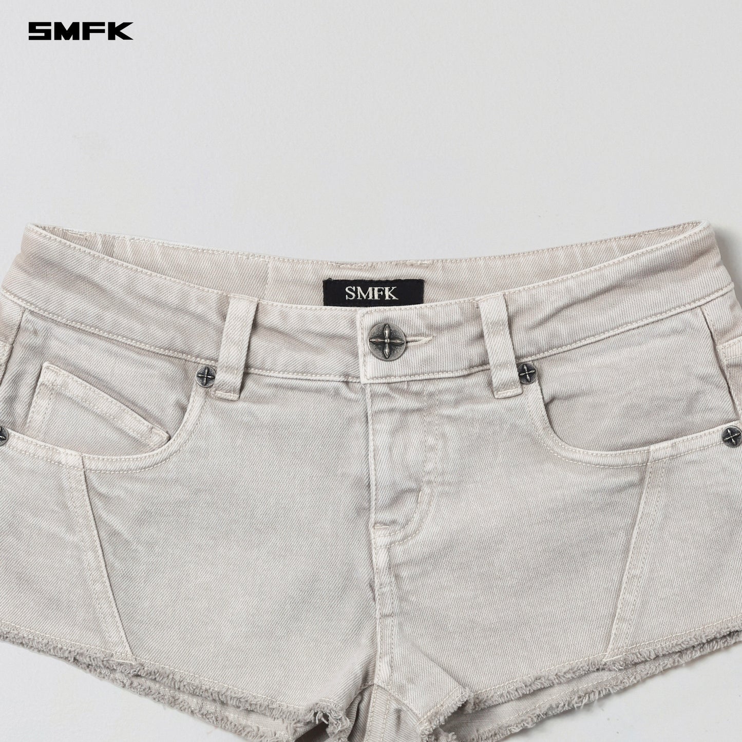 VINTAGE VANISH SKINNY DENIM SHORTS-LOW/GARMENT DYE - VANISH WHITE