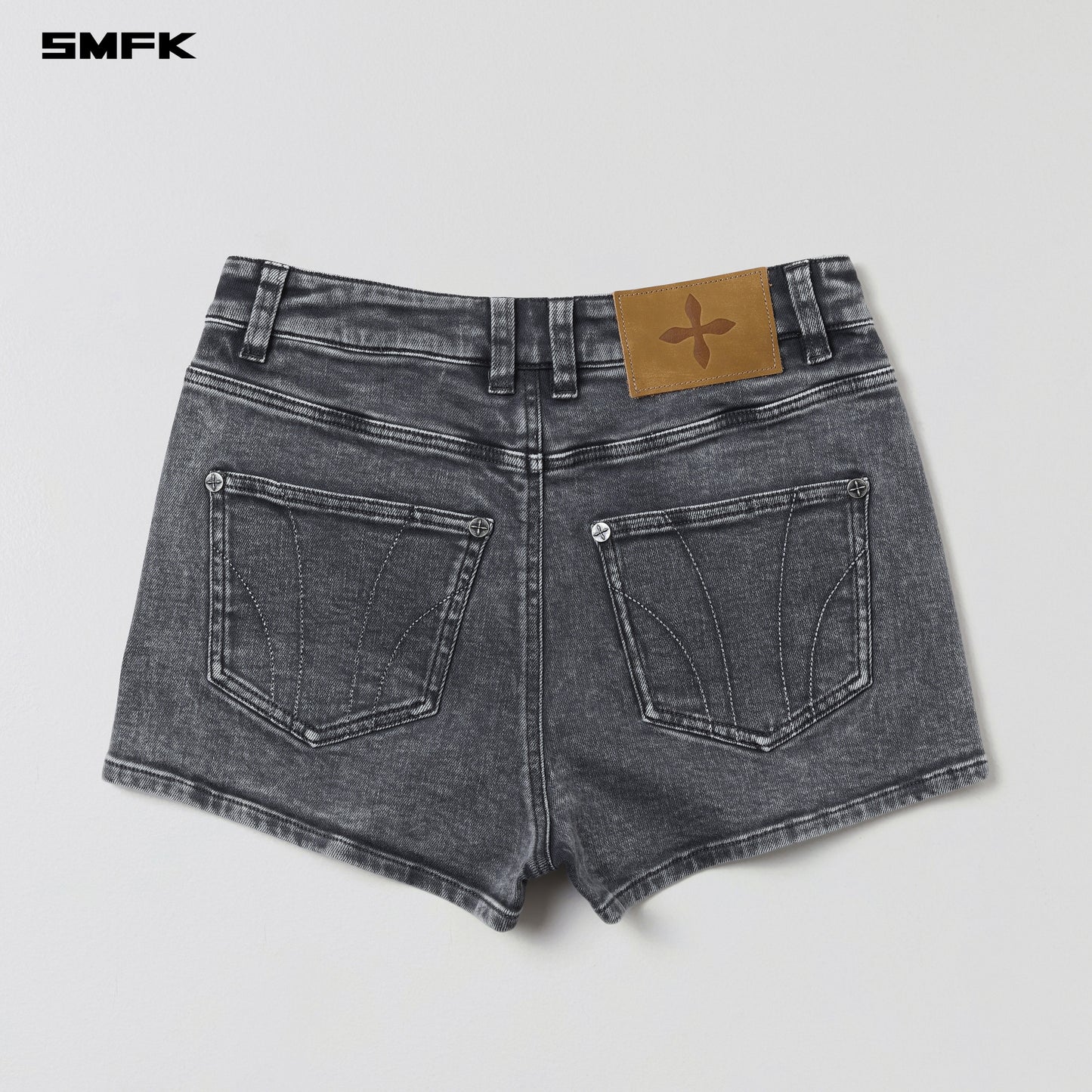 VINTAGE VANISH SKINNY DENIM SHORTS/GARMENT DYE - STORM GREY