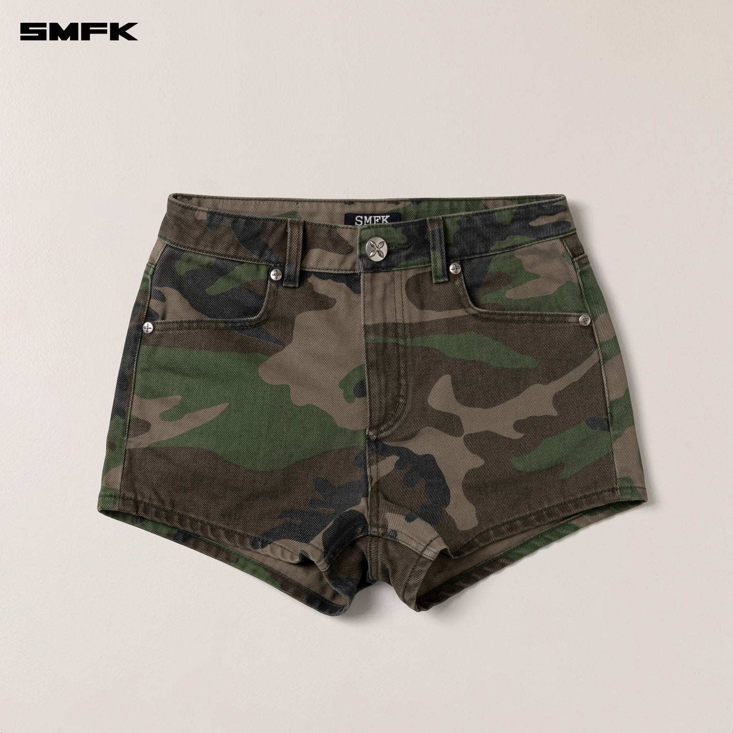COMPASS DANCER Classic Dance Crew Denim Shorts_ Army Green Camouflage