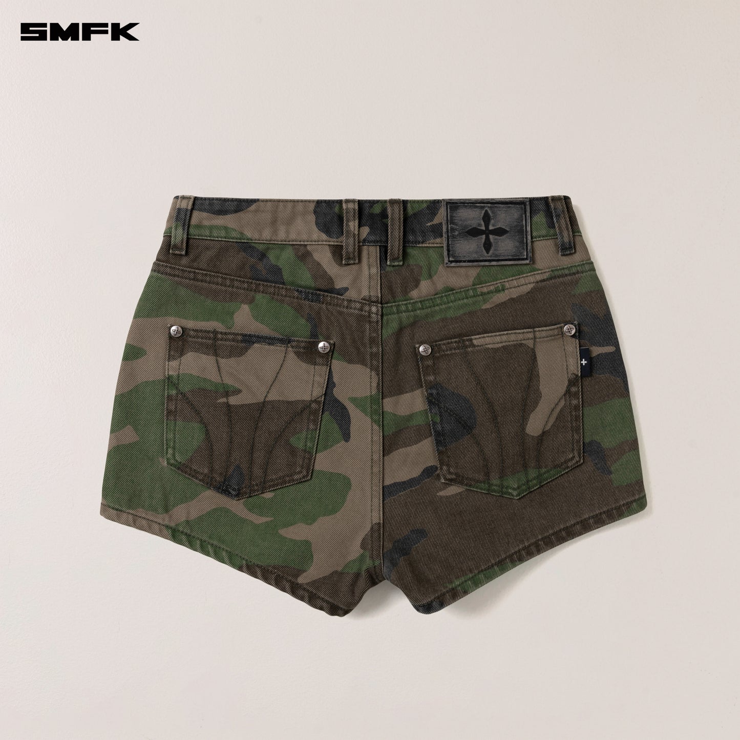 COMPASS DANCER Classic Dance Crew Denim Shorts_ Army Green Camouflage