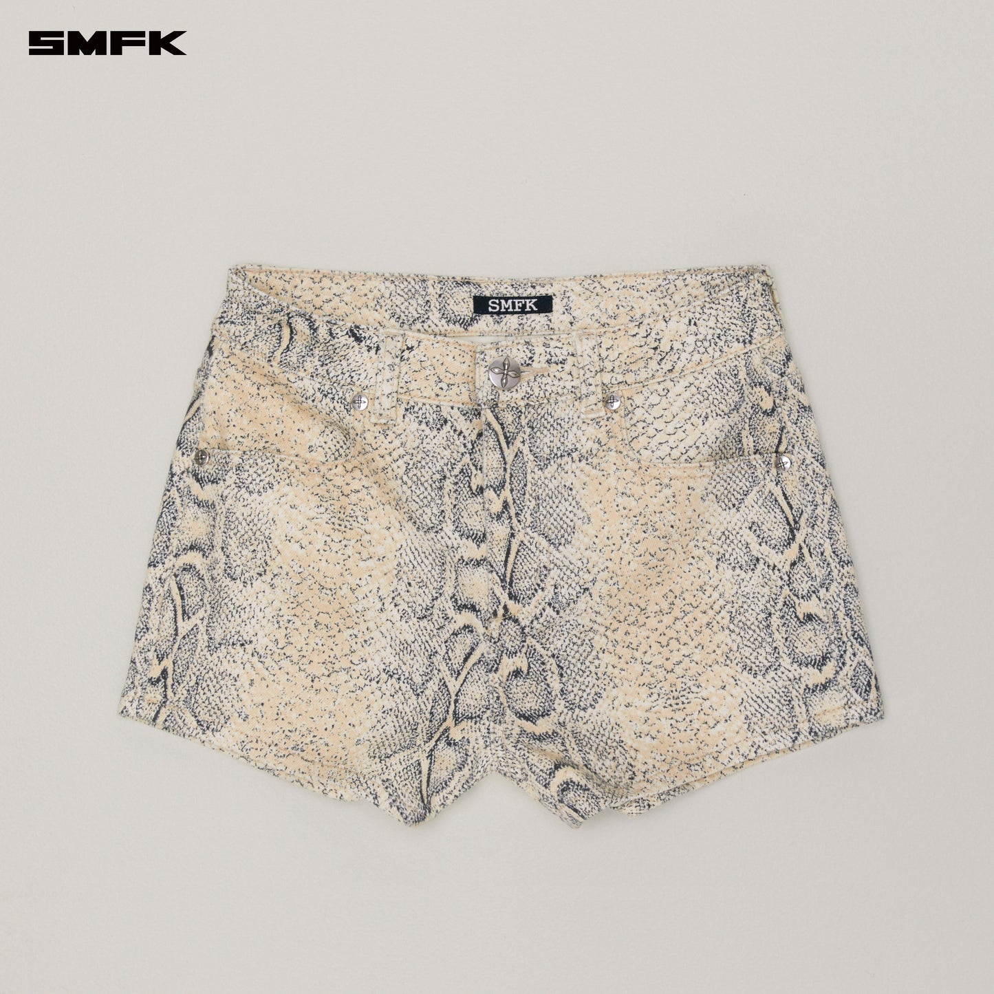 COMPASS Dancer Denim Flat Shorts_ Phantom Cobra print