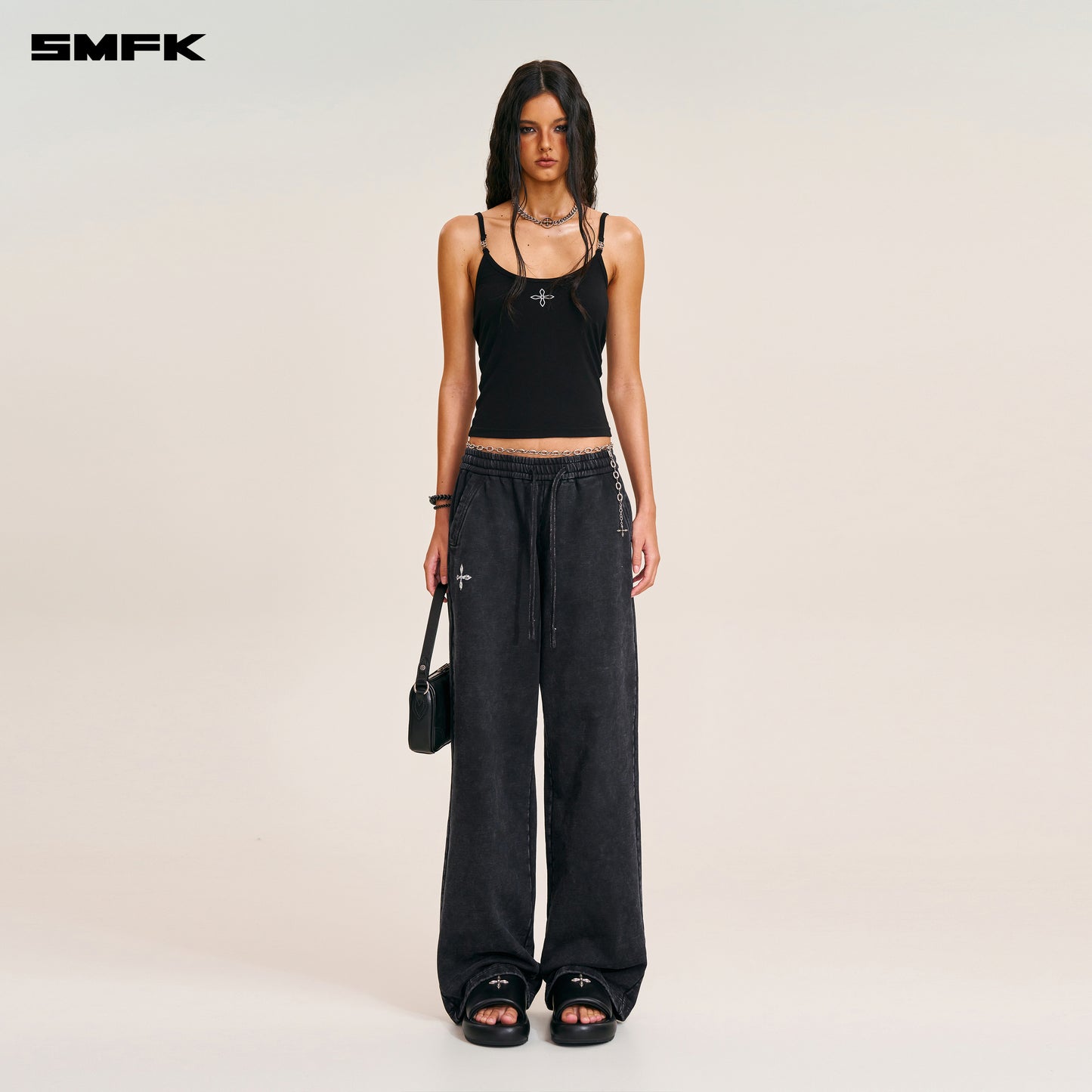 VINTAGE-SAVAGE LOOSE SPORTS PANTS/FADE DYE/ WILD BLACK