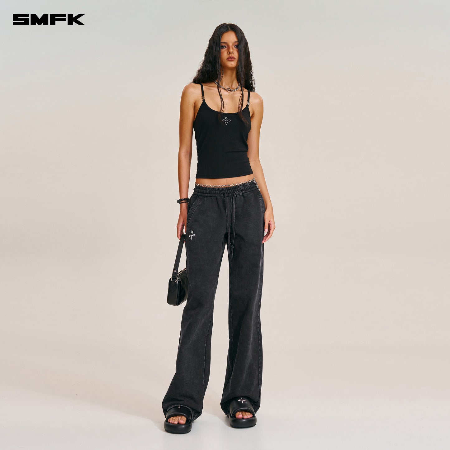 VINTAGE-SAVAGE LOOSE SPORTS PANTS/FADE DYE/ WILD BLACK