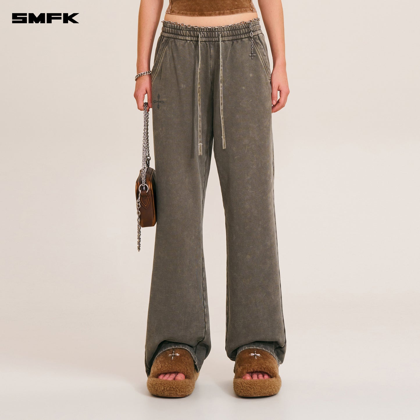 VINTAGE-SAVAGE LOOSE SPORTS PANTS/FADE DYE/ WILD BROWN