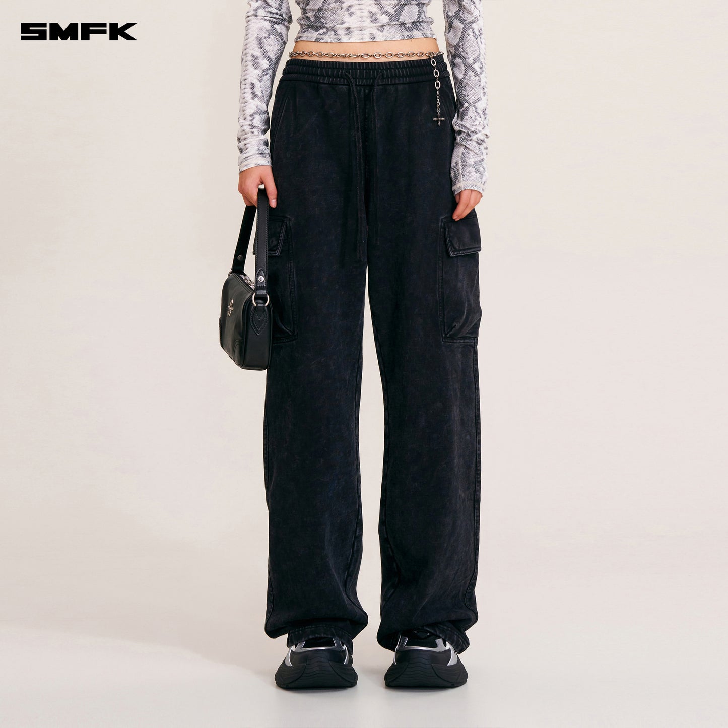 VINTAGE-SAFARI LOOSE SPORTS PANTS/FADE DYE/ WILD BLACK