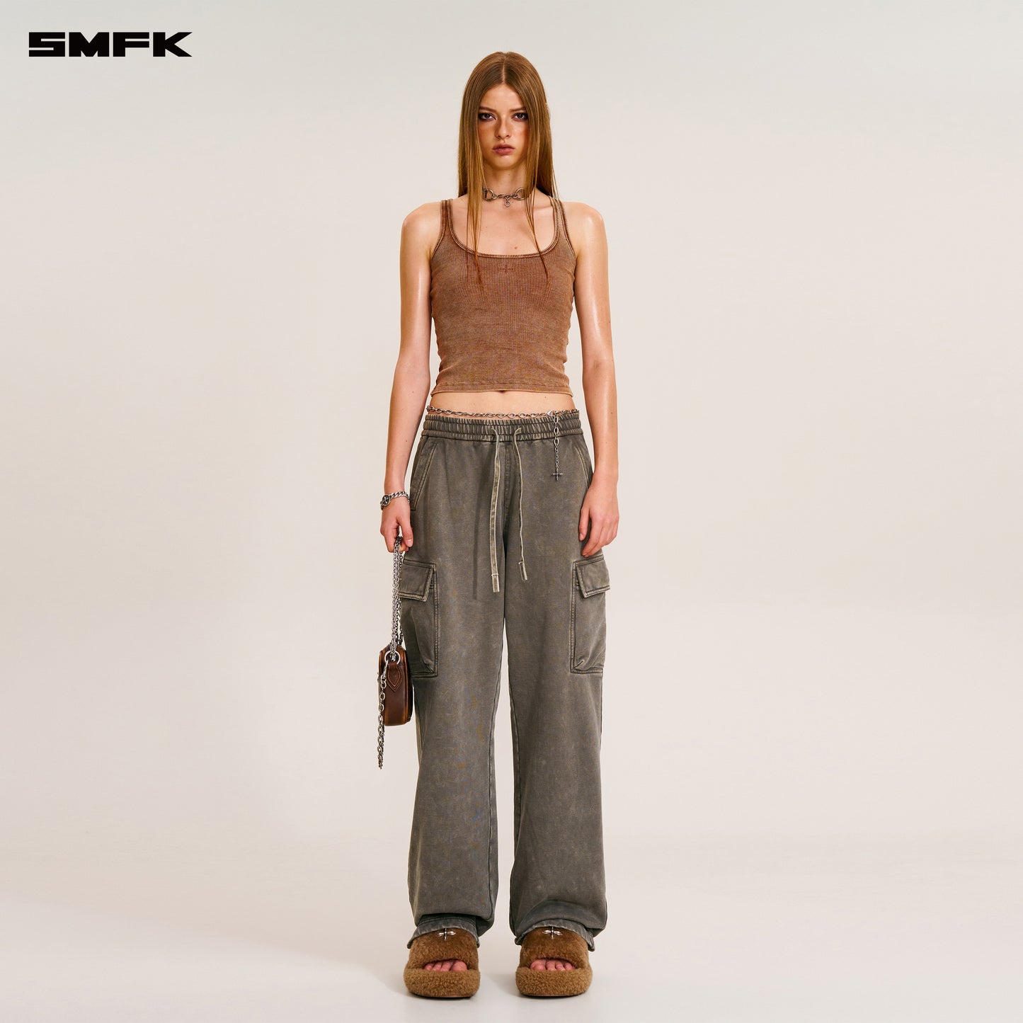 VINTAGE-SAFARI LOOSE SPORTS PANTS/FADE DYE/ WILD BROWN