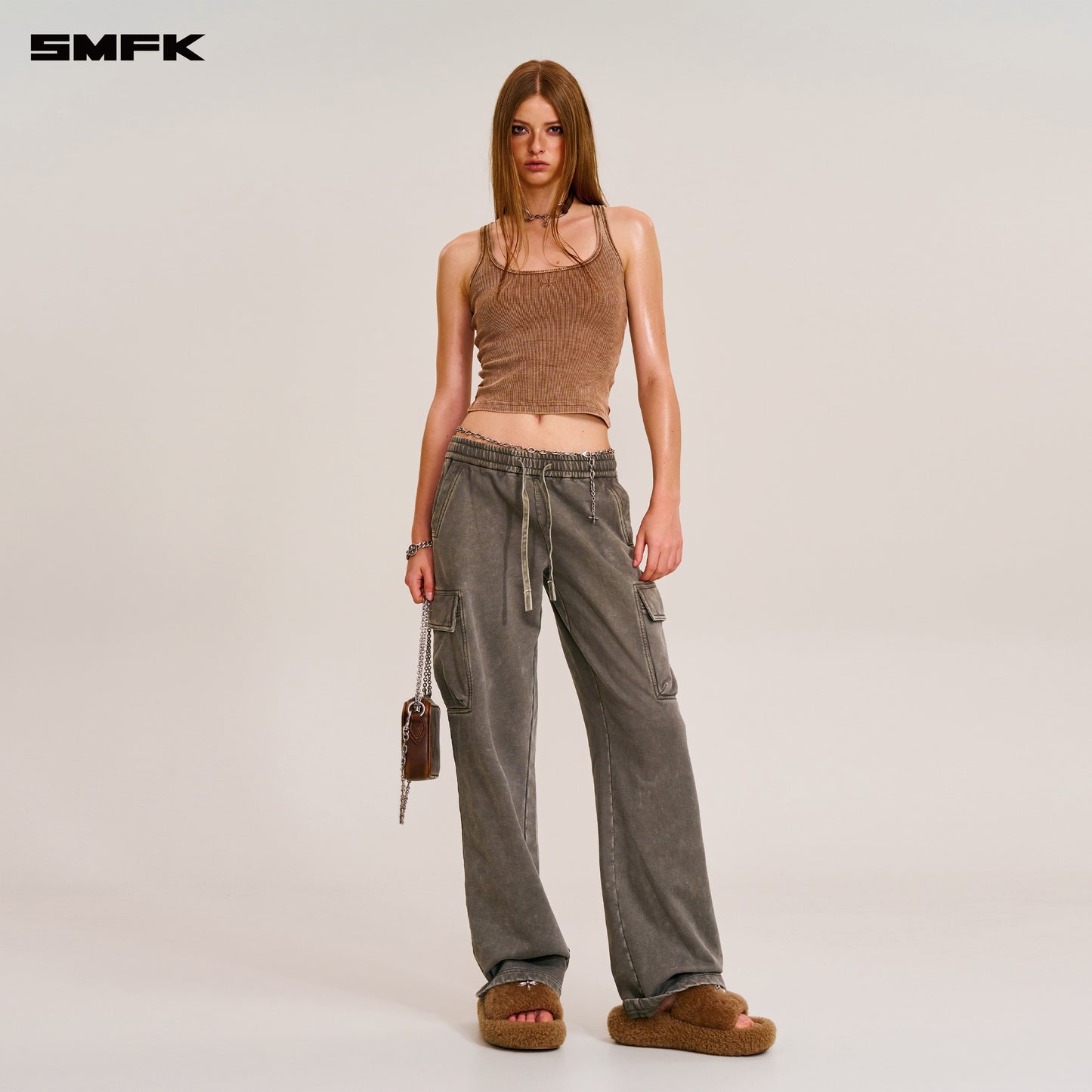VINTAGE-SAFARI LOOSE SPORTS PANTS/FADE DYE/ WILD BROWN