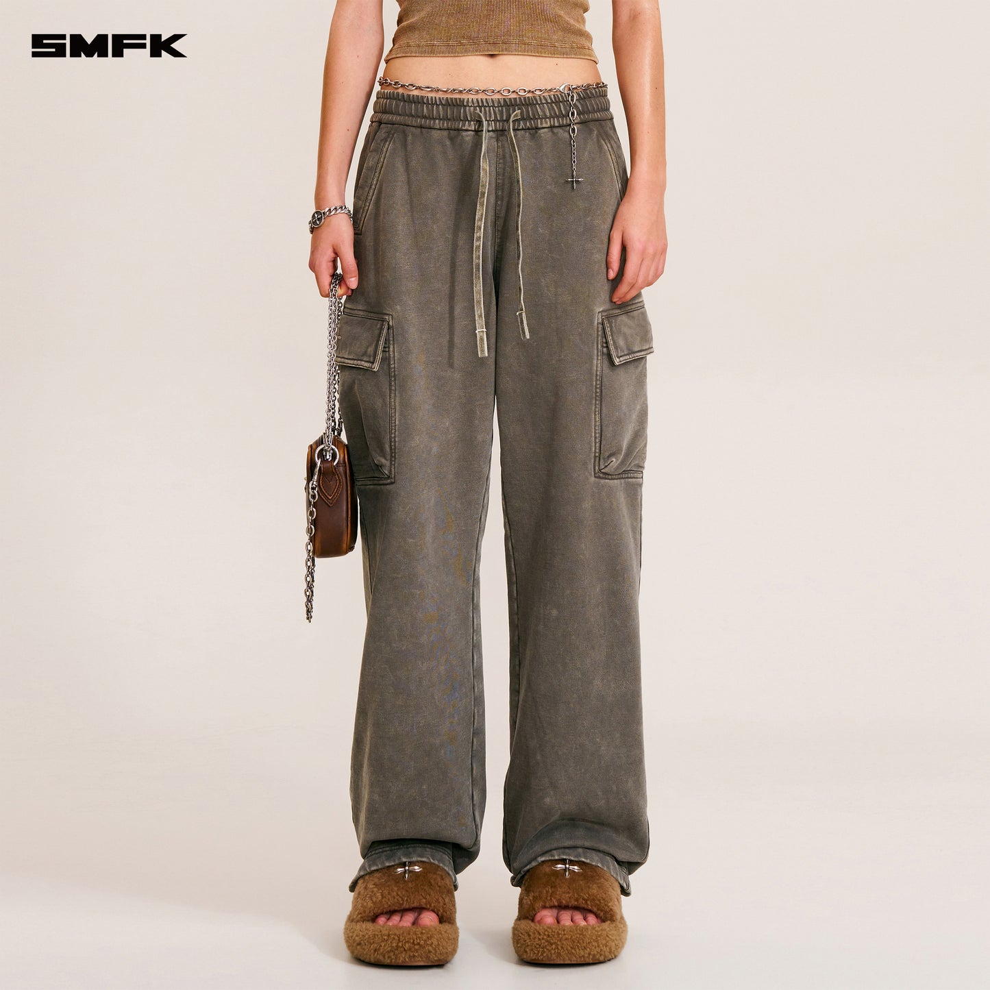 VINTAGE-SAFARI LOOSE SPORTS PANTS/FADE DYE/ WILD BROWN