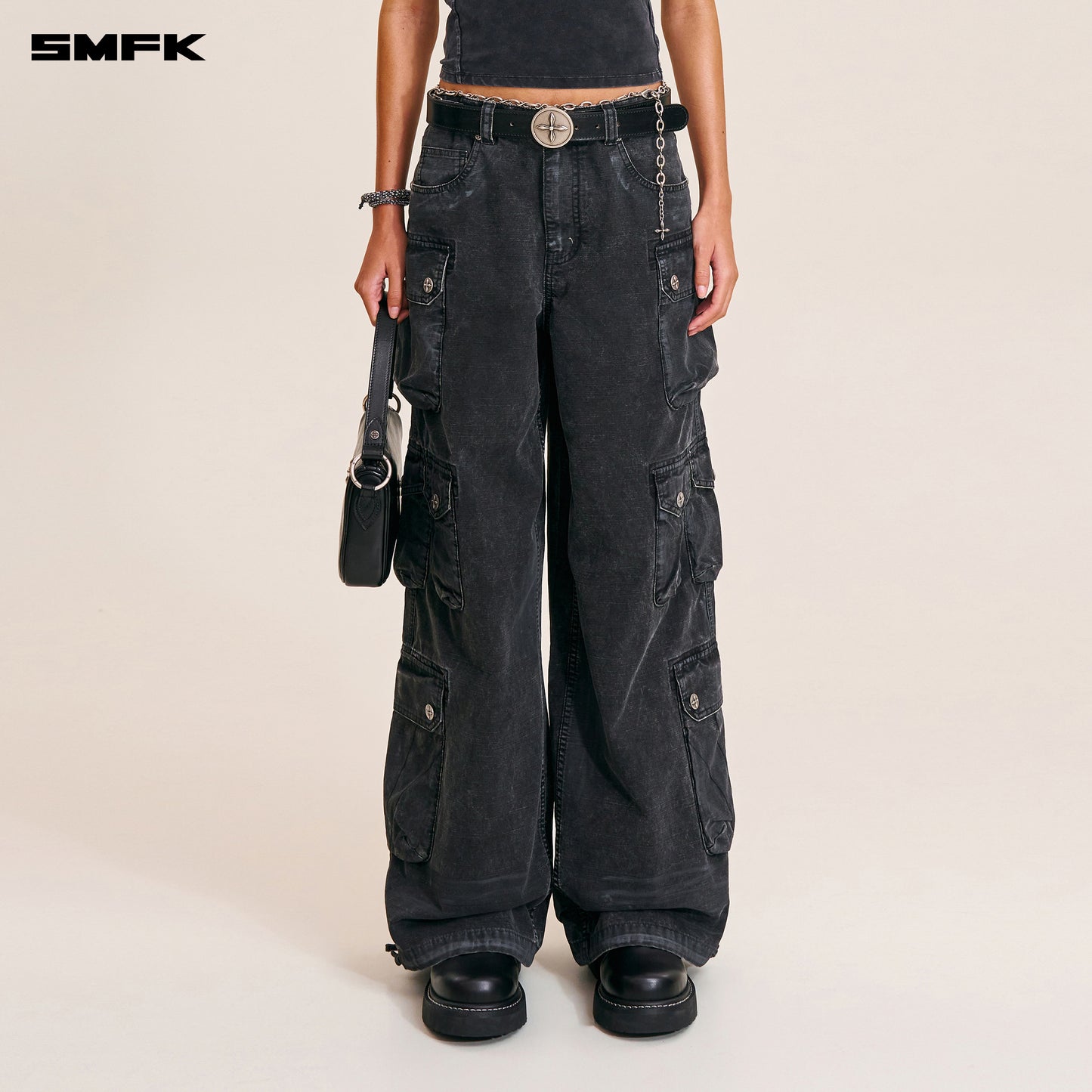 RAGE-WILD ORIGIN HANDCRAFT TOWER CARGO PANTS/GARMENT DYED/ WILD BLACK