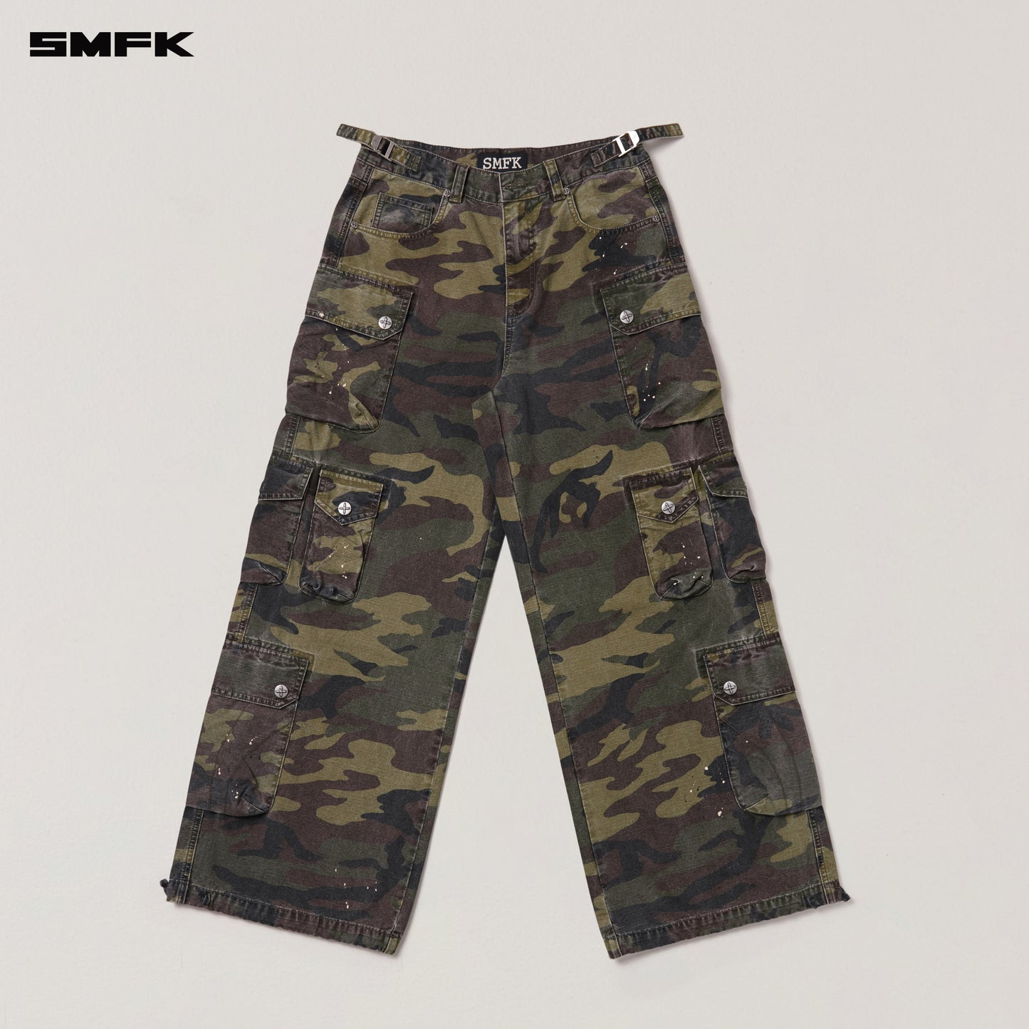 RAGE WILD ORIGIN HANDCRAFT TOWER CAMO CARGO PANTS/ ARMY GREEN CAMOUFLAGE